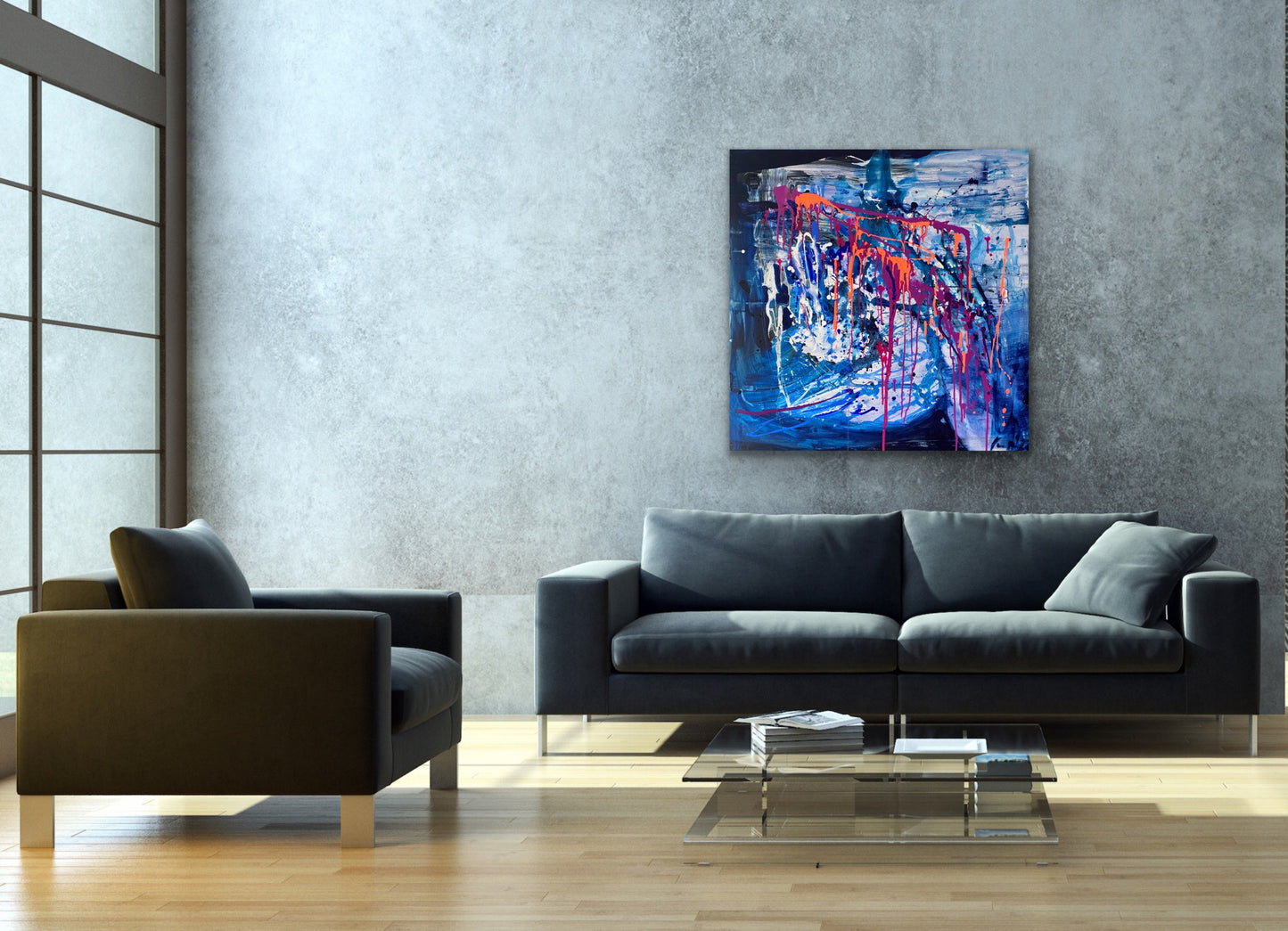 Blask, z cyklu FLOW, akryl na płótnie, 100x100cm, 2023