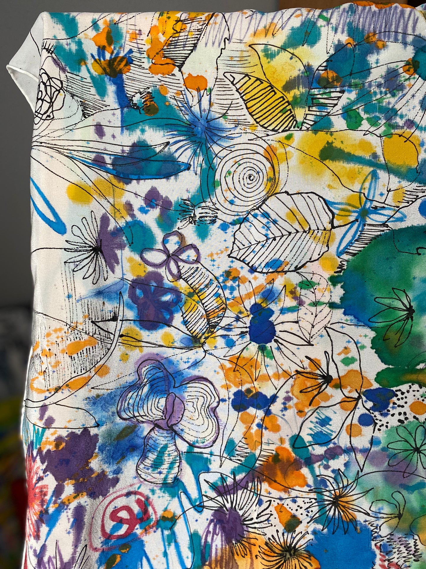 Łąka, chusta jedwabna, 90x90cm, 2023