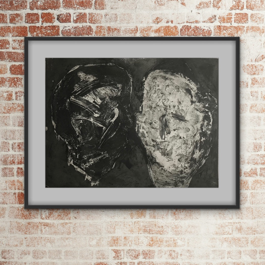 Portret podwójny, grafika warsztatowa, intaglio
