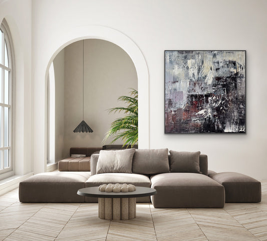 Od czerni do bieli, 120x120cm akryl na płótnie 2025