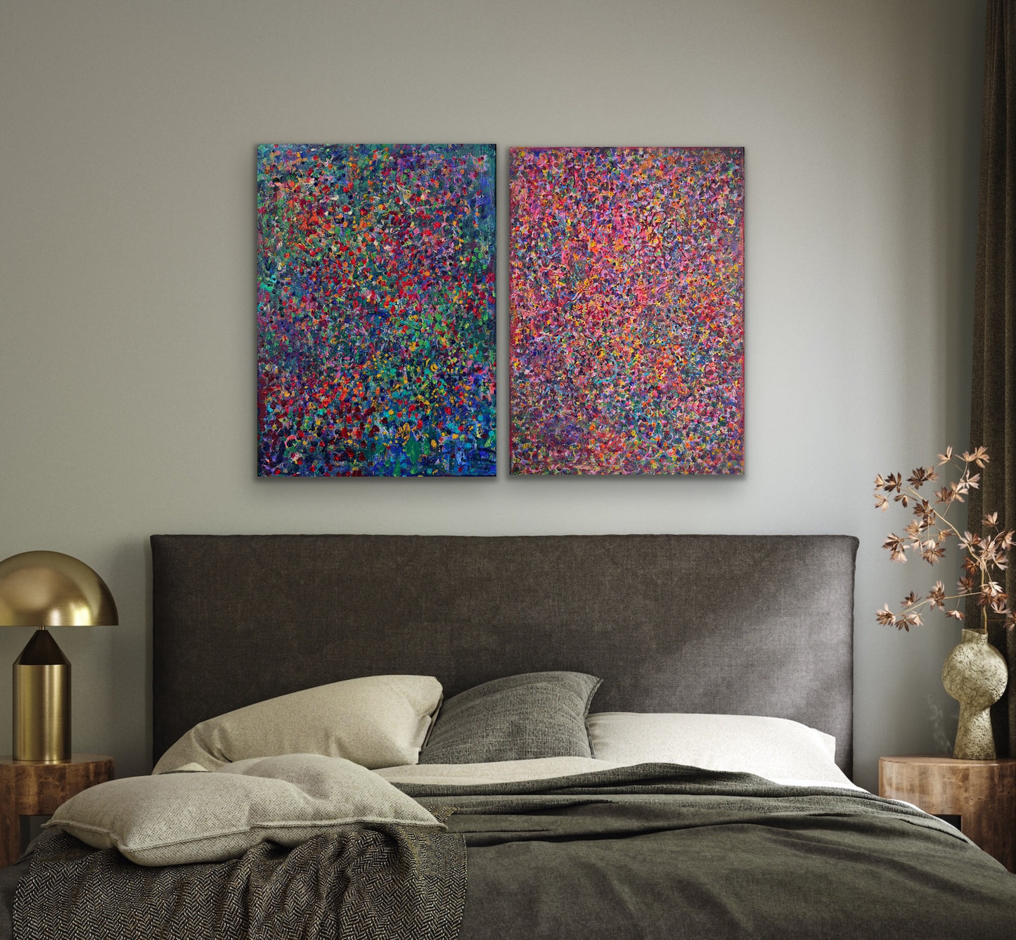 Różowy, z cyklu Rozproszenie, akryl na płótnie, 50x70cm, 2026
