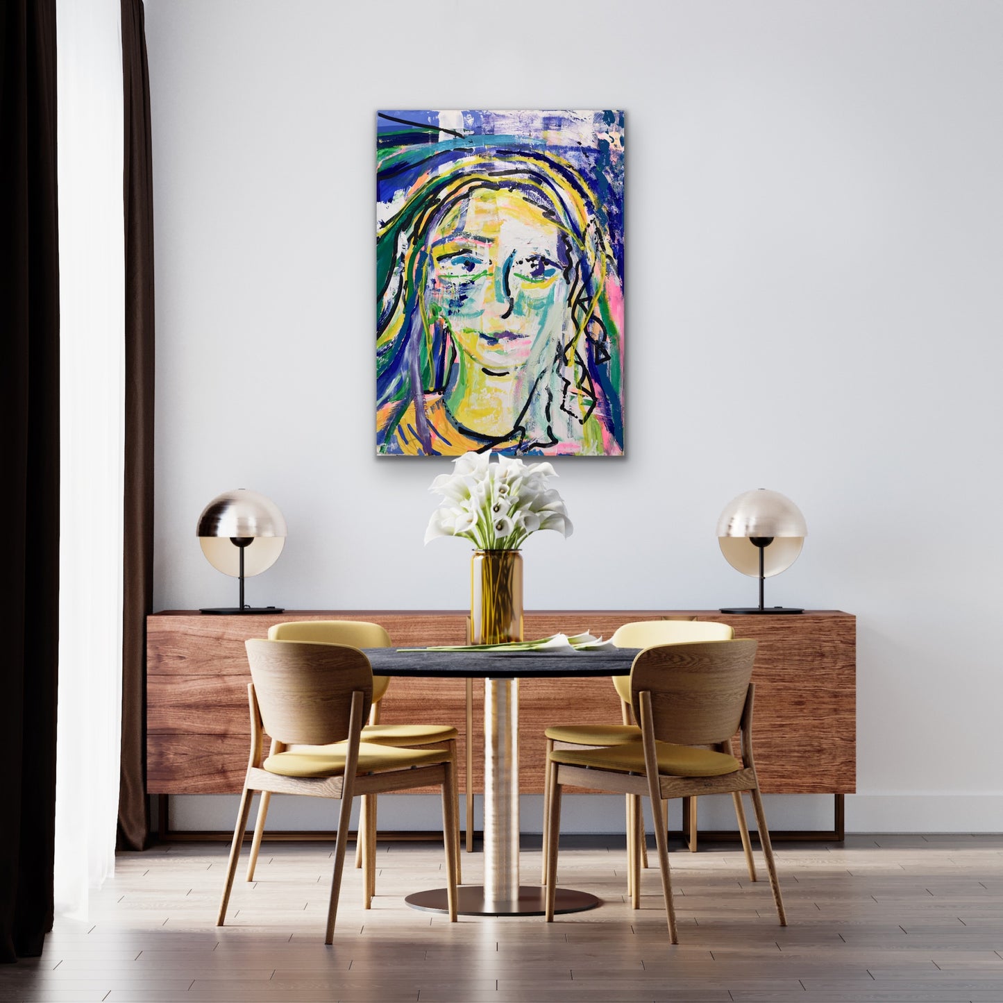 Portret, z cyklu Kolor to energia, akryl na płótnie, 50x70cm, 2020