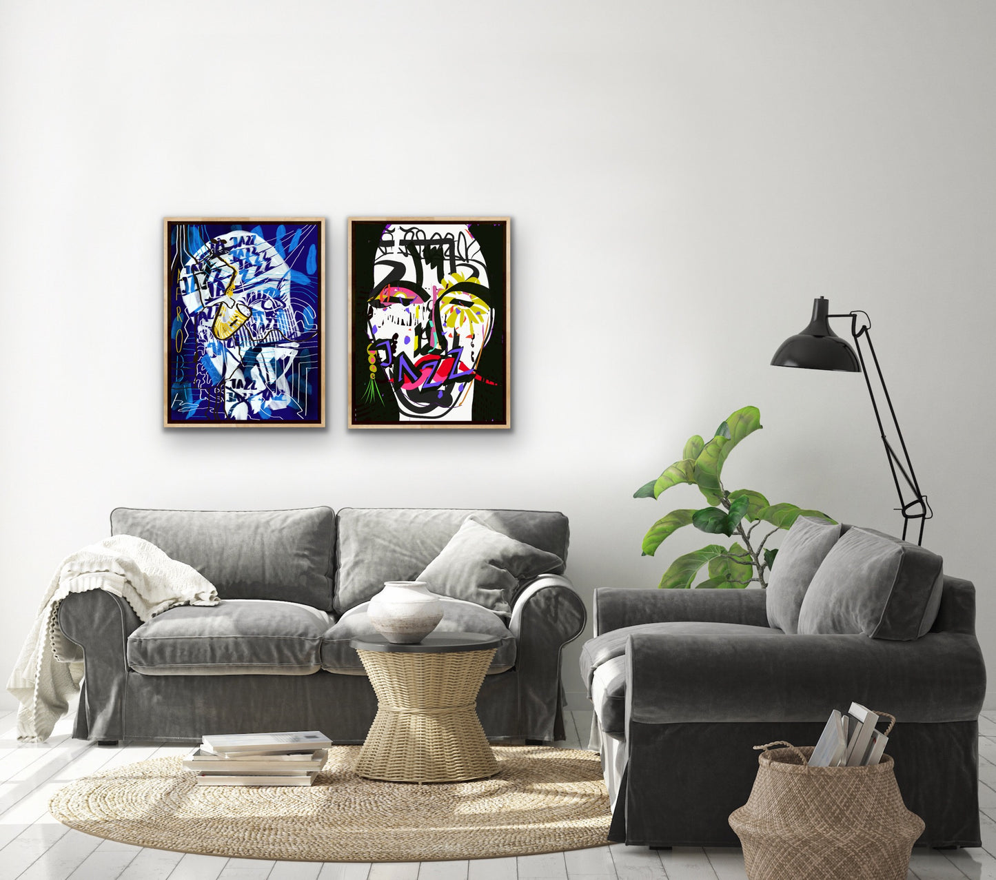 Jazz Black & Blue / zestaw 2 grafik cyfrowych