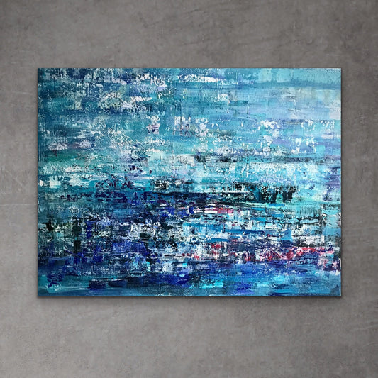 Błękitny, z cyklu Struktury natury, akryl na lnianym płótnie, 120x90cm, 2020