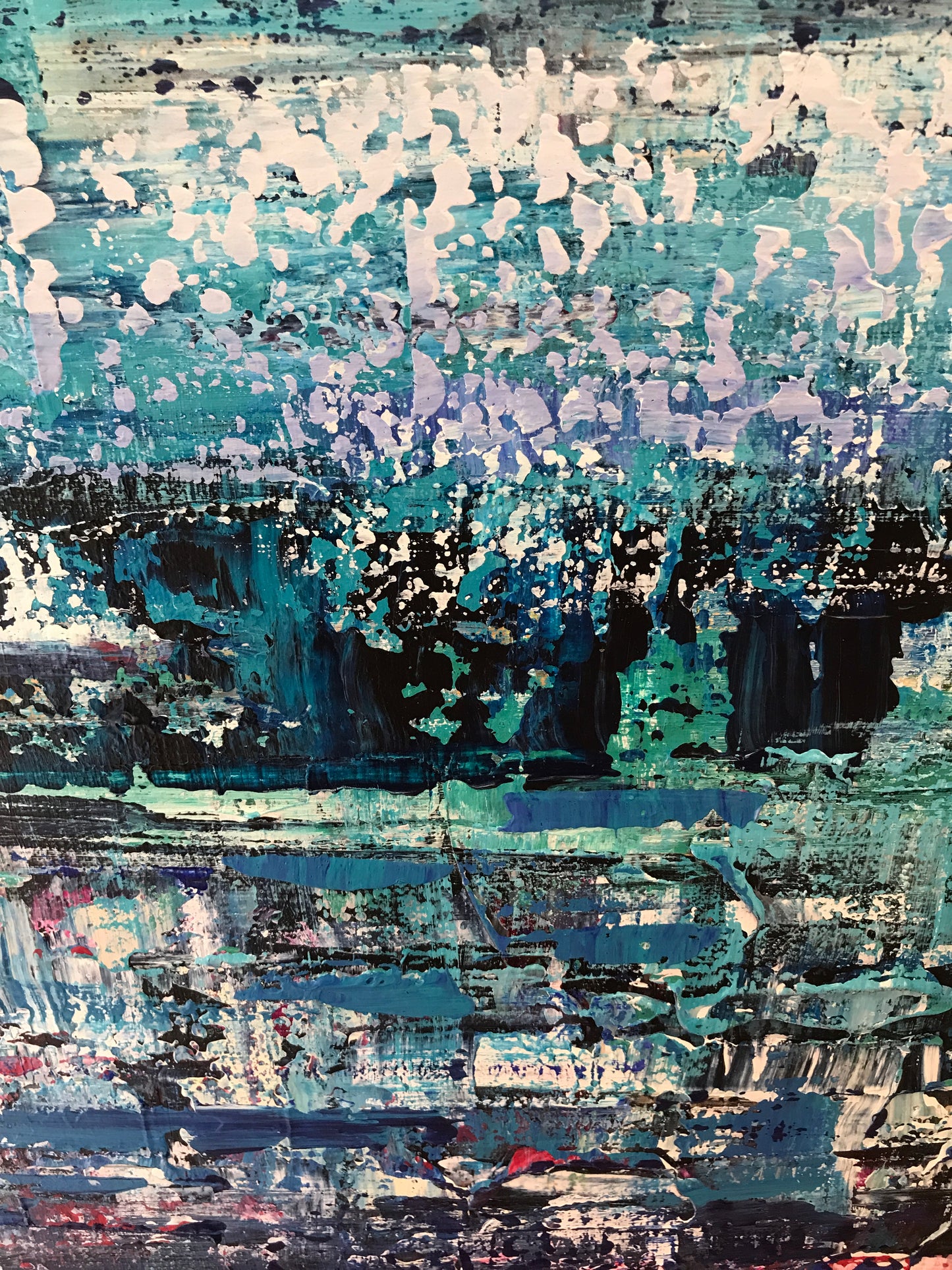 Błękitny, z cyklu Struktury natury, akryl na lnianym płótnie, 120x90cm, 2020