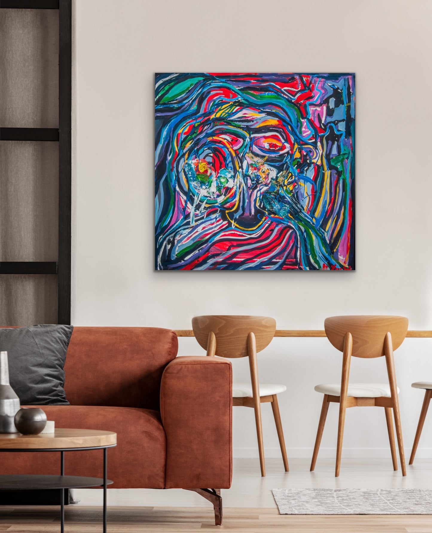 Miłość, z cyklu „Ludzie” akryl na płótnie, 90x90cm, 2022