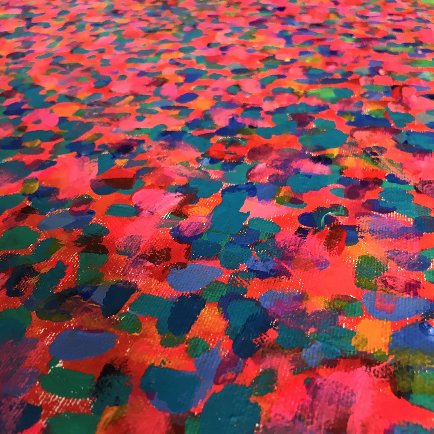 Różowy, z cyklu „Kolor to energia”, akryl na płótnie, 60 x 60 cm, 2021