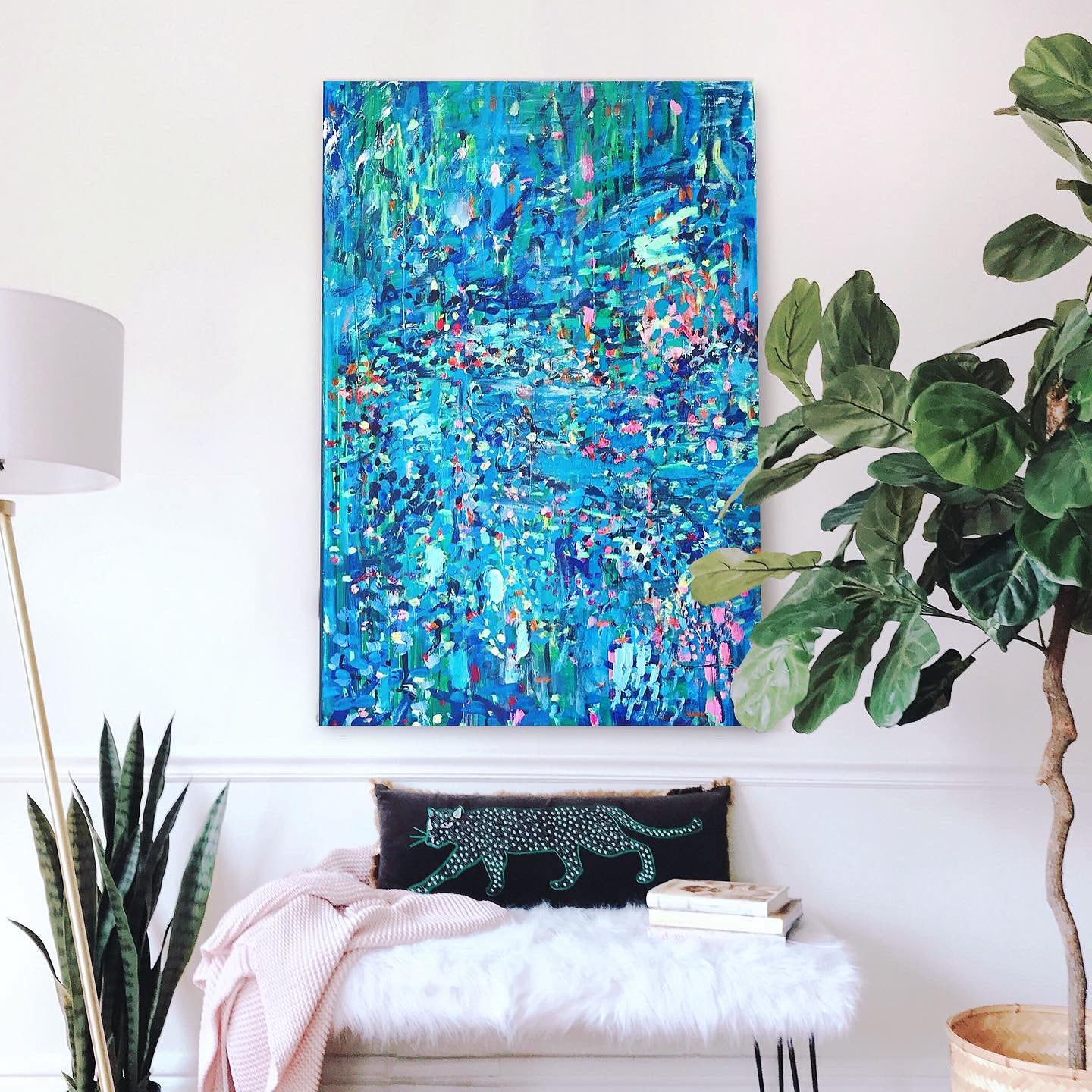 Turkusowy, z cyklu „Rozproszenie” akryl na płótnie, 60x90cm, 2019