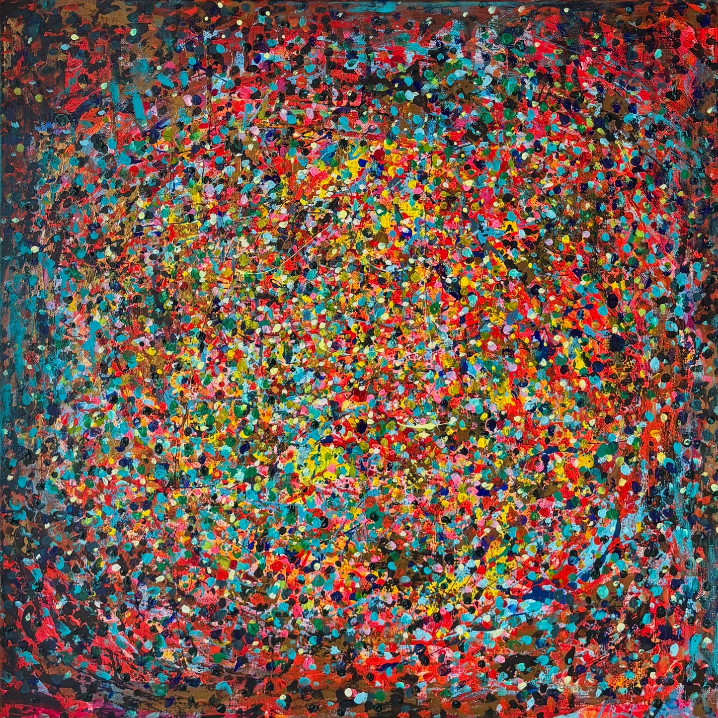 Autumn leaves, akryl na płótnie, z cyklu Rozproszenie, 80x80cm, 2022