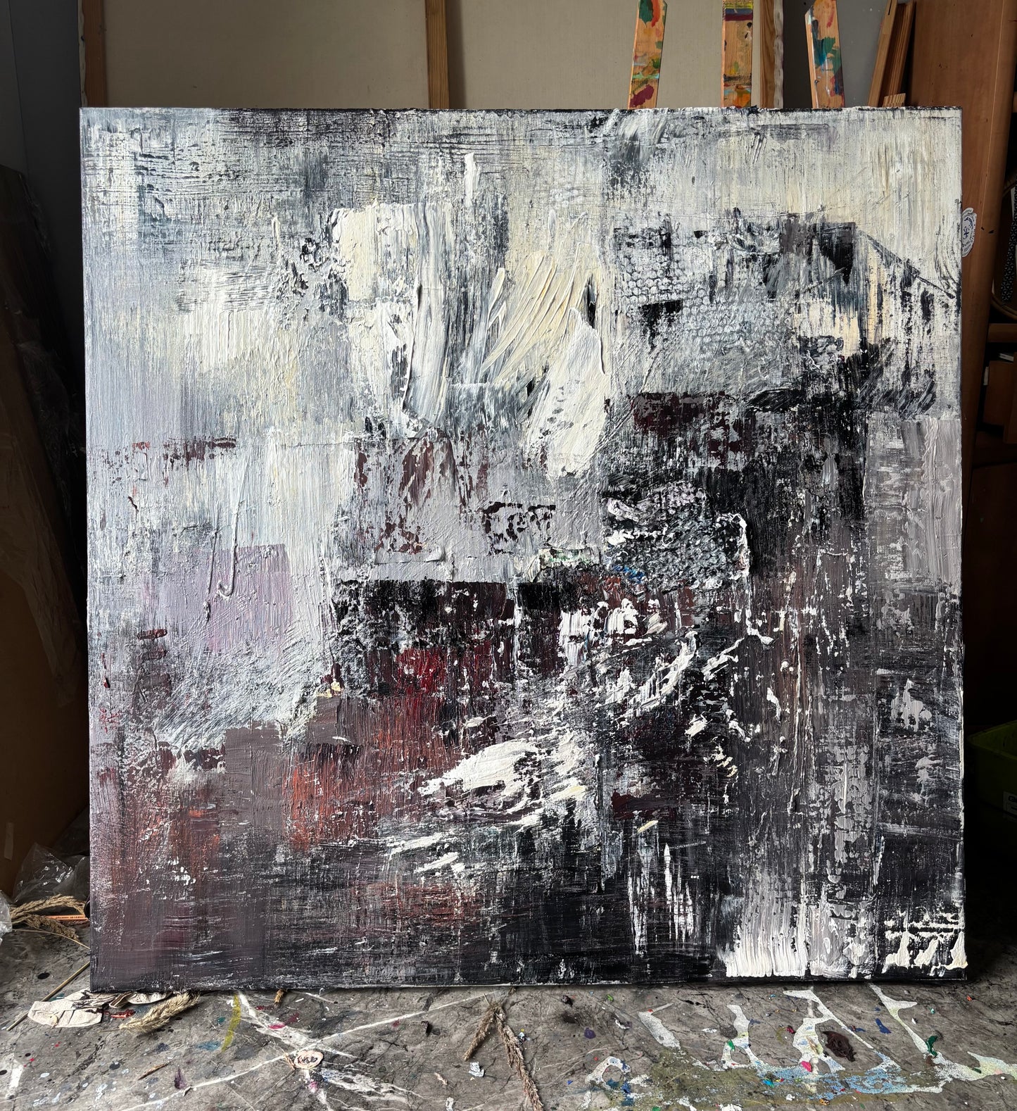 Od czerni do bieli, 120x120cm akryl na płótnie 2025