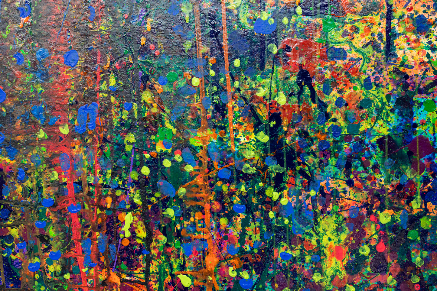 Materia czy energia,  z cyklu FLOW, akryl na płótnie , 120x110, 2024