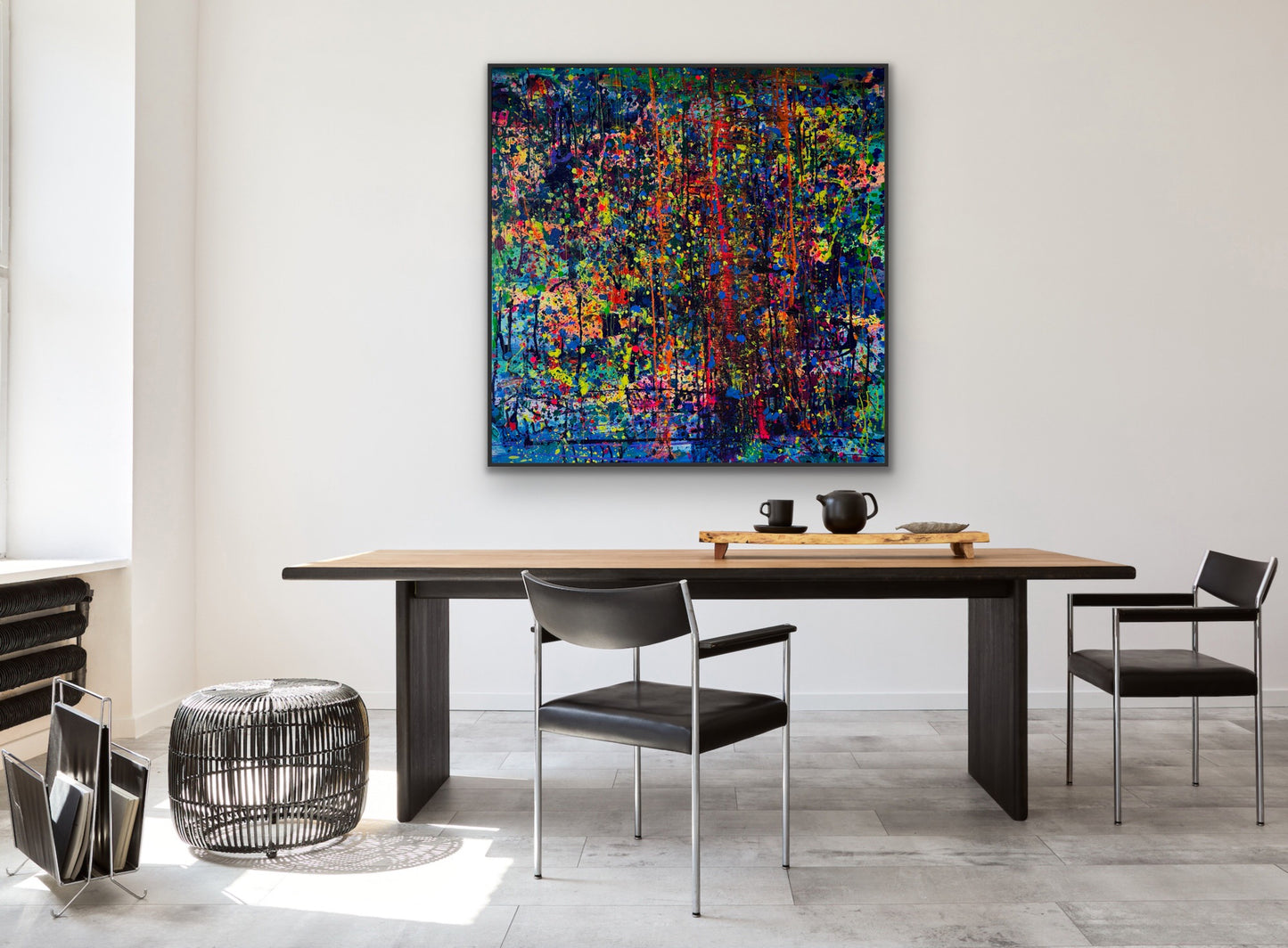 Materia czy energia,  z cyklu FLOW, akryl na płótnie , 120x110, 2024