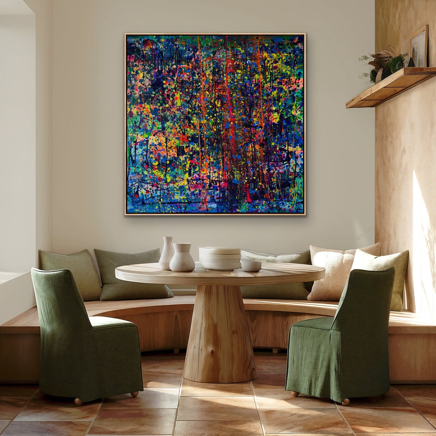 Materia czy energia,  z cyklu FLOW, akryl na płótnie , 120x110, 2024