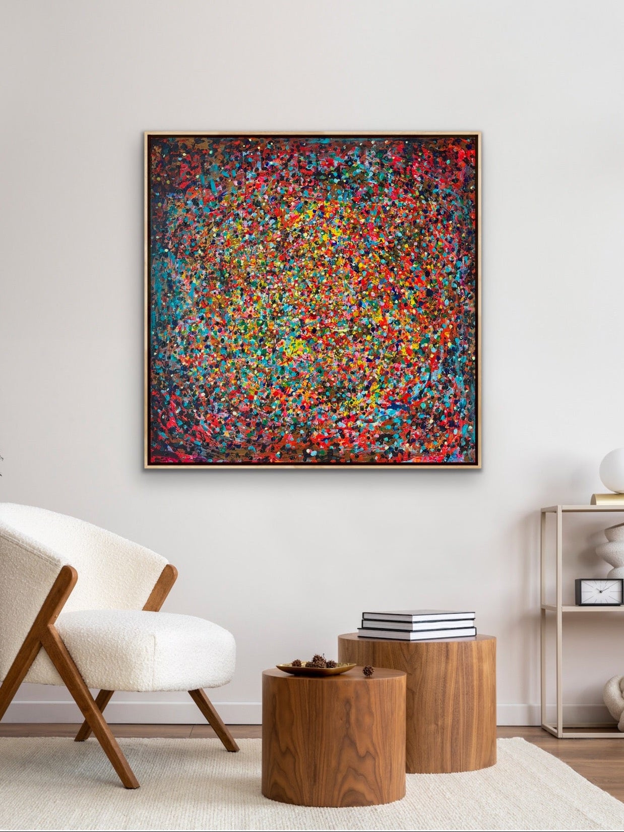 Autumn leaves, akryl na płótnie, z cyklu Rozproszenie, 80x80cm, 2022