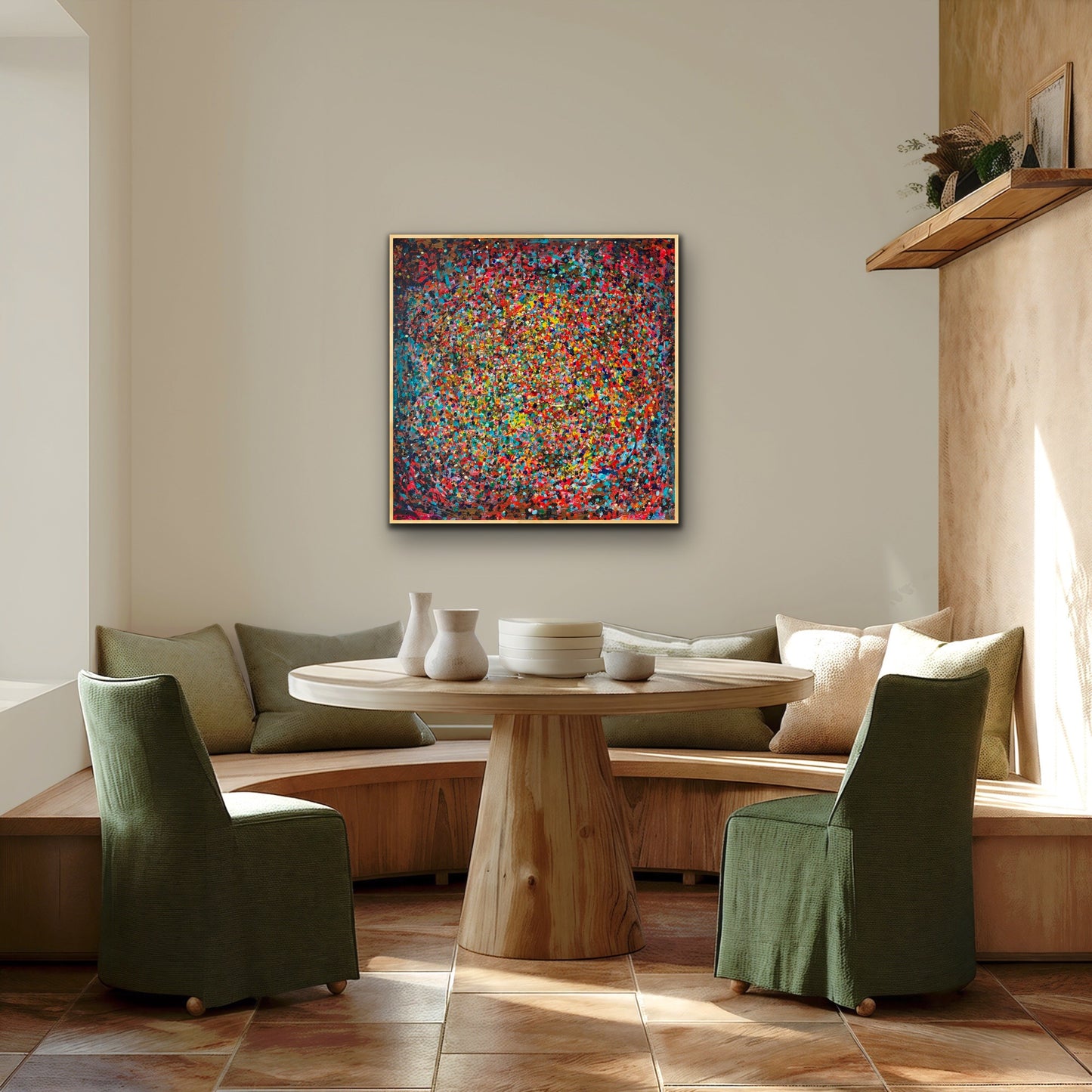 Autumn leaves, akryl na płótnie, z cyklu Rozproszenie, 80x80cm, 2022