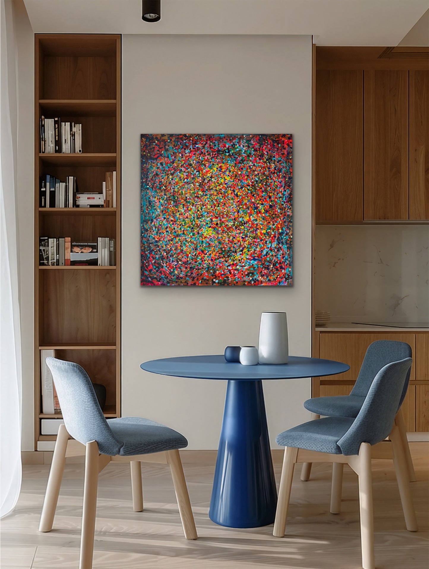 Autumn leaves, akryl na płótnie, z cyklu Rozproszenie, 80x80cm, 2022