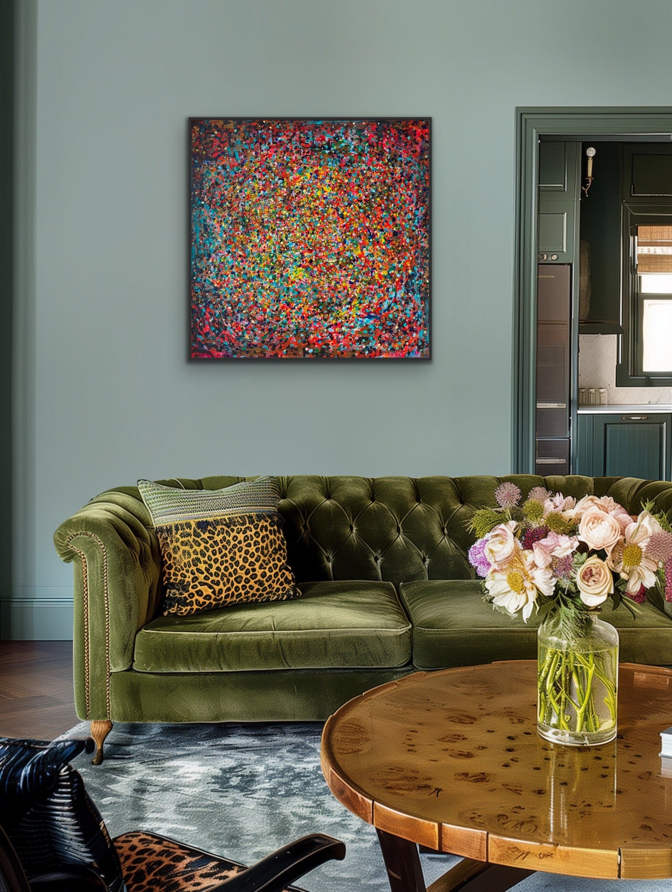 Autumn leaves, akryl na płótnie, z cyklu Rozproszenie, 80x80cm, 2022