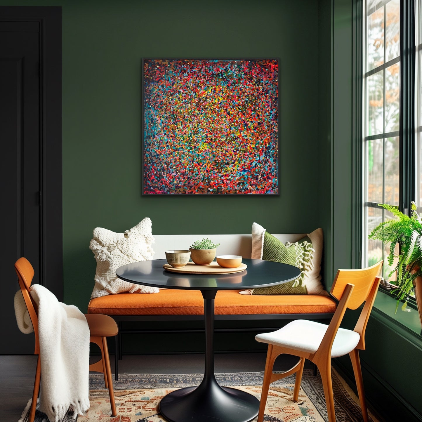 Autumn leaves, akryl na płótnie, z cyklu Rozproszenie, 80x80cm, 2022