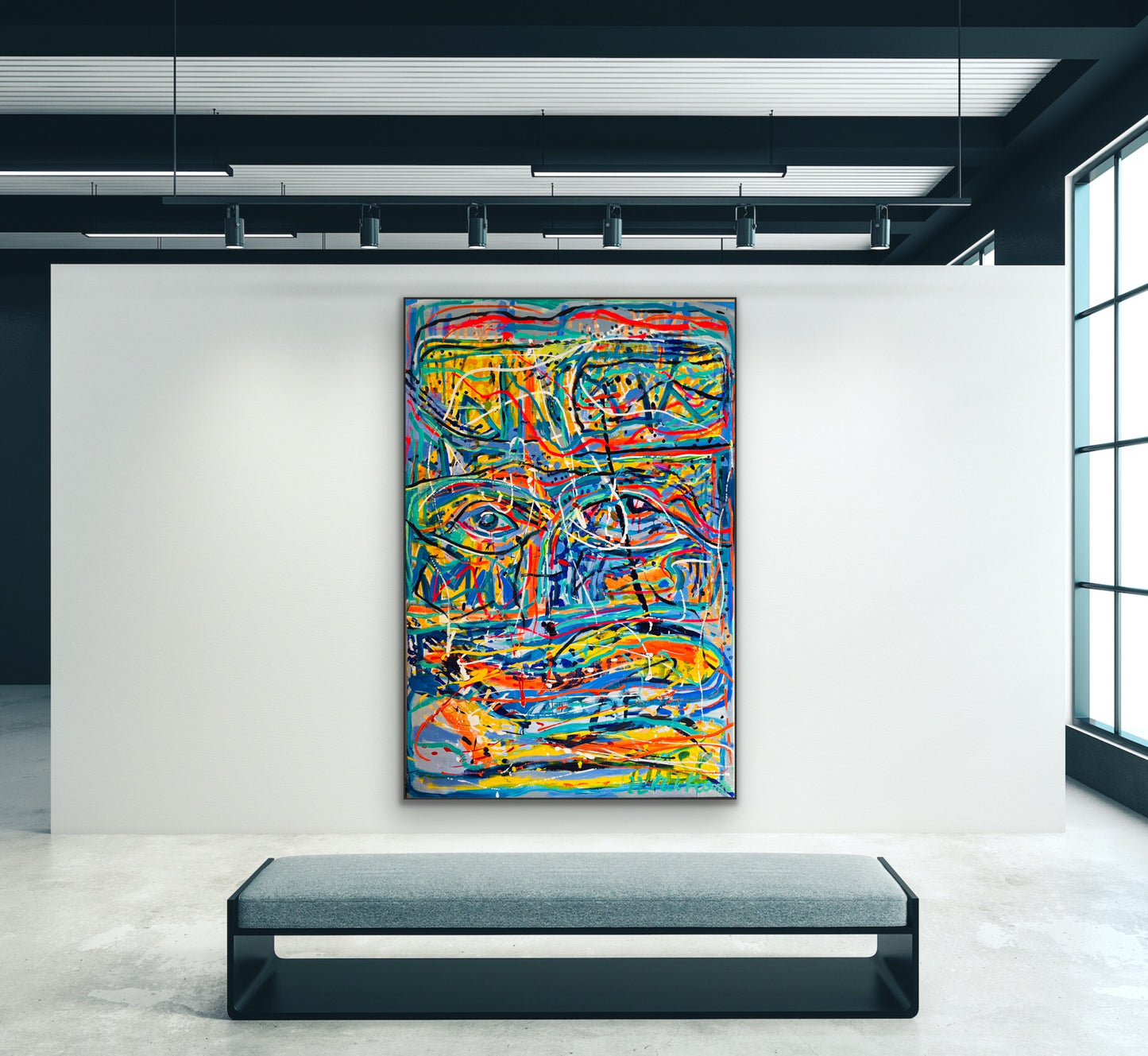 Maska, z cyklu Twarz, akryl na plotnie 160x200cm, 2021