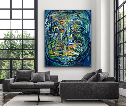 Blue, z cyklu Twarz, akryl na płótnie, 160x200cm, 2016