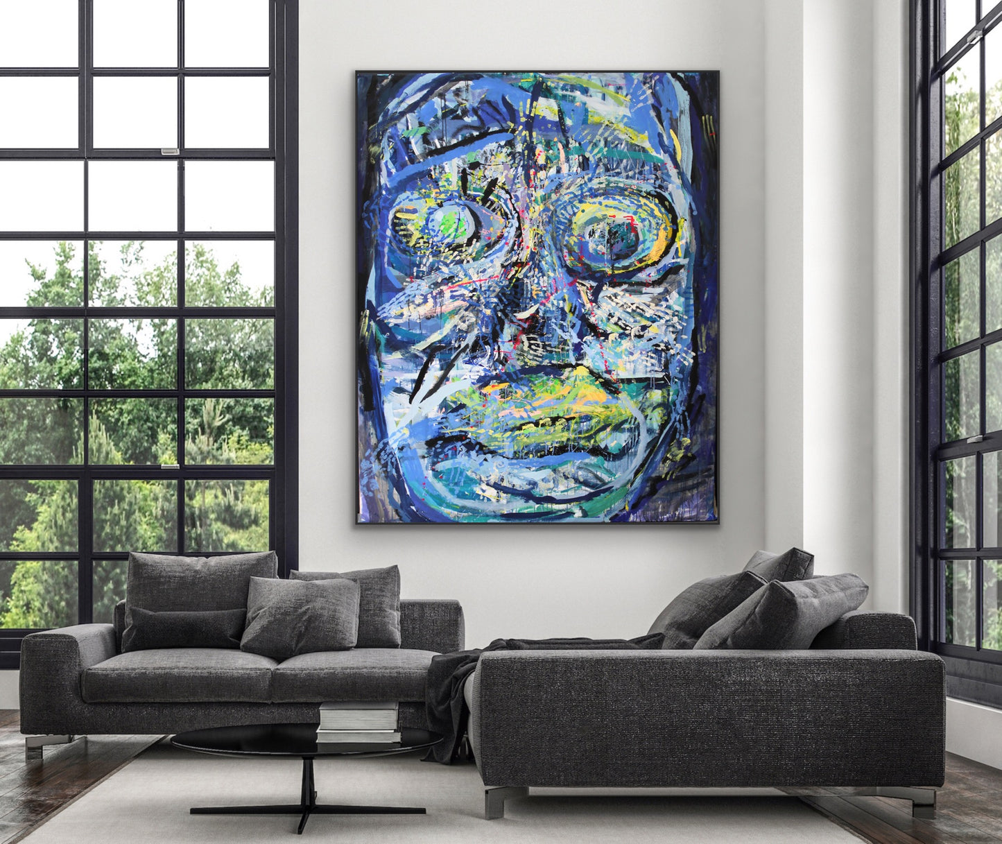 Blue II, z cyklu Twarz, akryl na plotnie 160x200cm, 2016