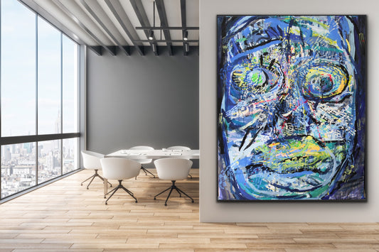 Blue II, z cyklu Twarz, akryl na plotnie 160x200cm, 2016