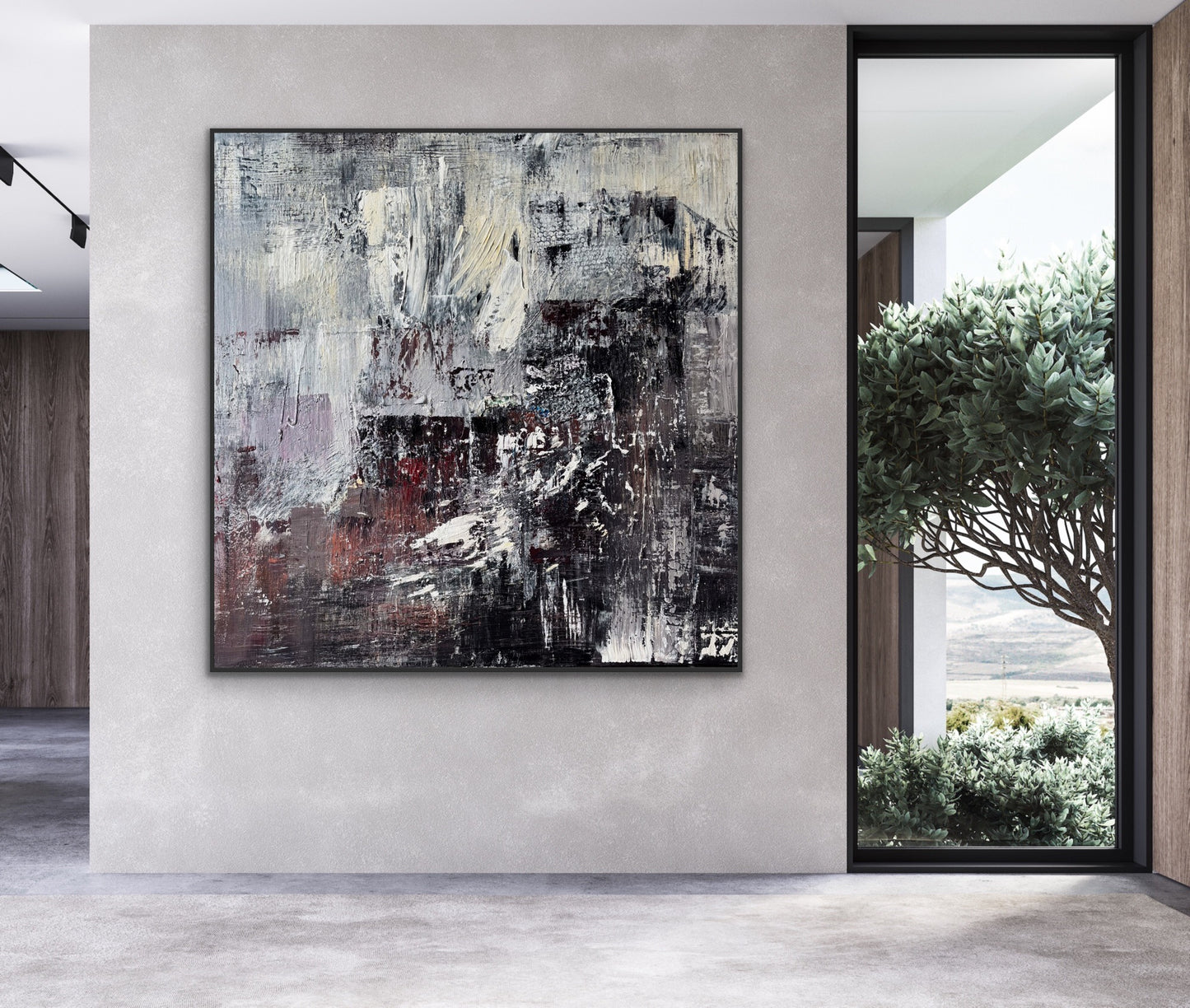 Od czerni do bieli, 120x120cm akryl na płótnie 2025