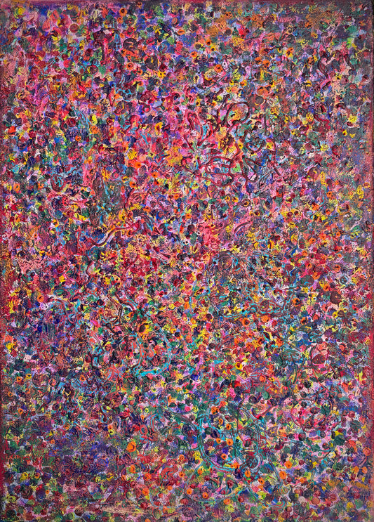 Różowy, z cyklu Rozproszenie, akryl na płótnie, 50x70cm, 2026