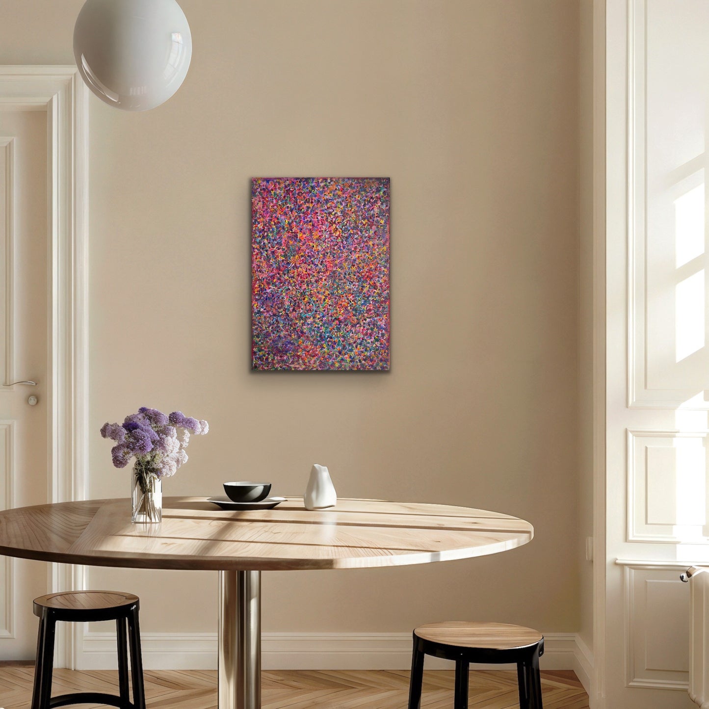Różowy, z cyklu Rozproszenie, akryl na płótnie, 50x70cm, 2026