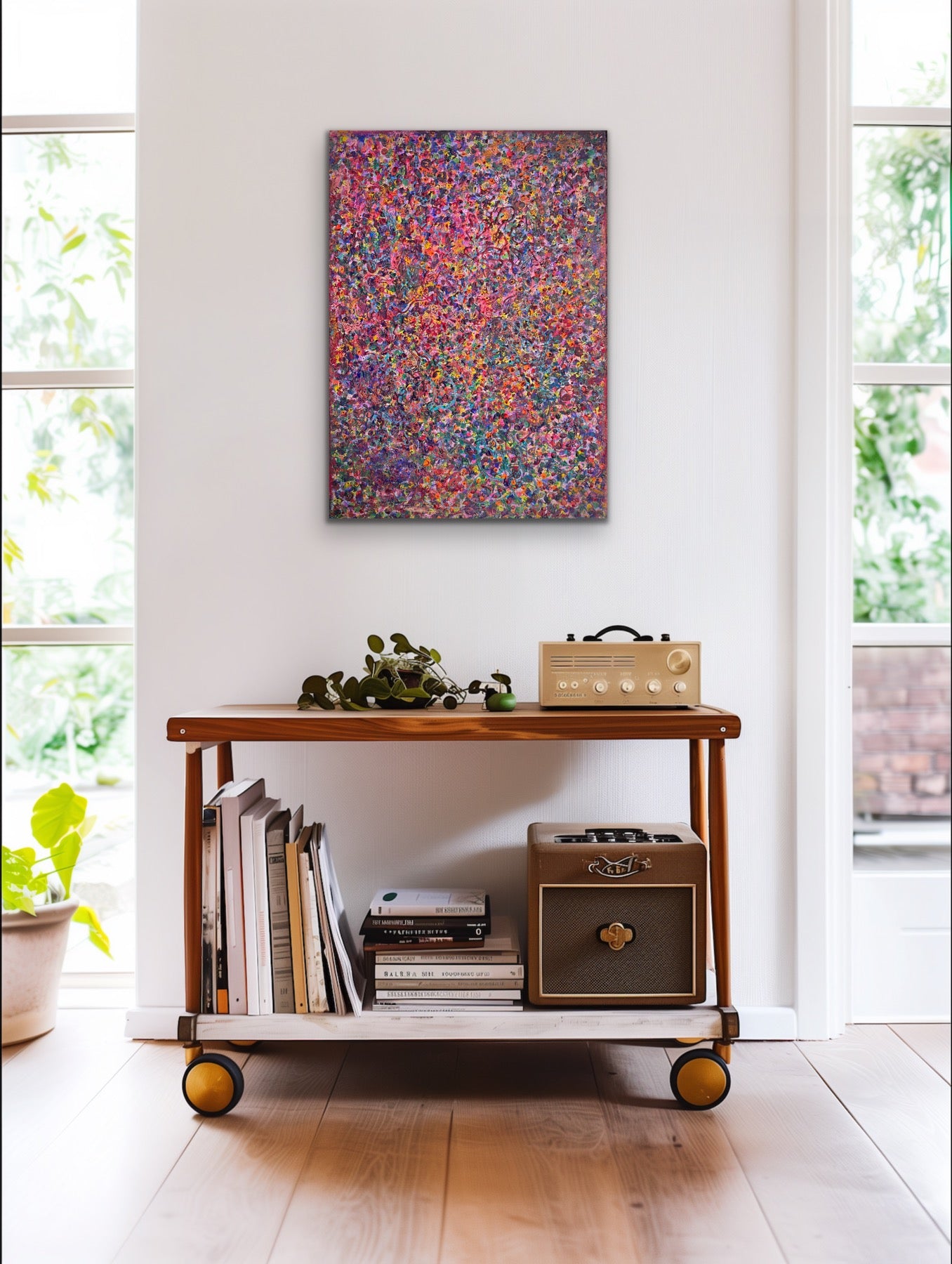 Różowy, z cyklu Rozproszenie, akryl na płótnie, 50x70cm, 2026