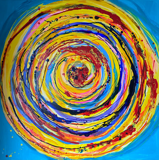 Słońce, z cyklu „W ruchu," 100x100cm, 2022