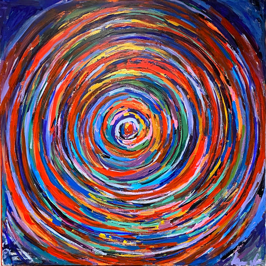 Euforia, z cyklu „W ruchu," akryl na płótnie, 90x90cm, 2022