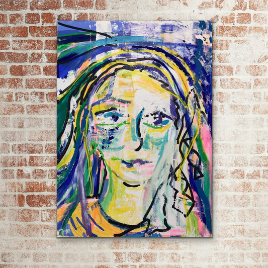 Portret, z cyklu Kolor to energia, akryl na płótnie, 50x70cm, 2020