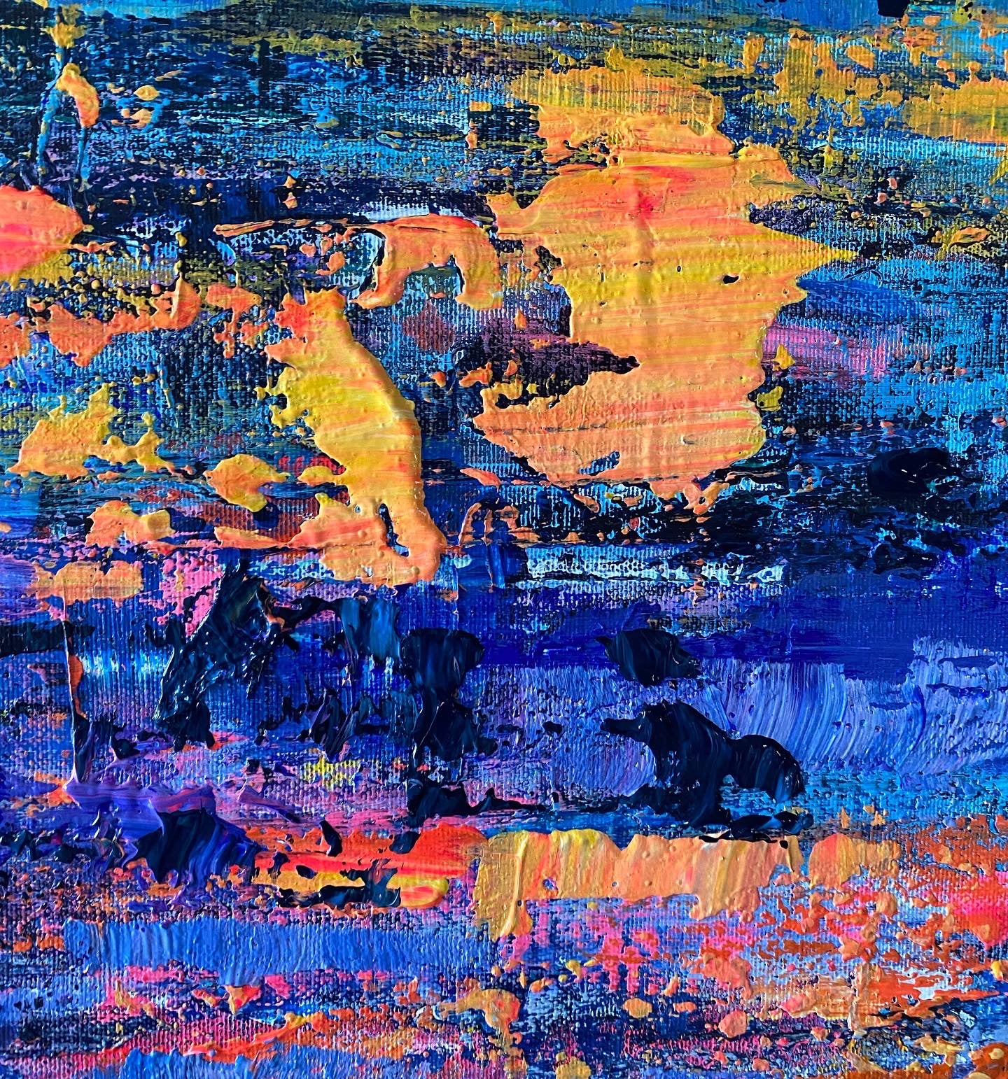 Barwy ciepłe,  z cyklu  „Struktury natury” , akryl na płótnie, 130x 70 cm, 2021