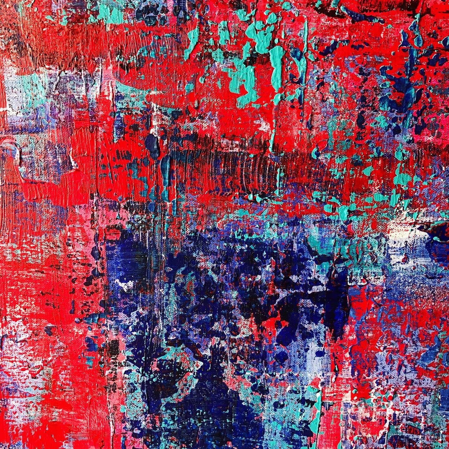 Czerwony, z cyklu „Struktury natury," 90 x 90 cm, 2020