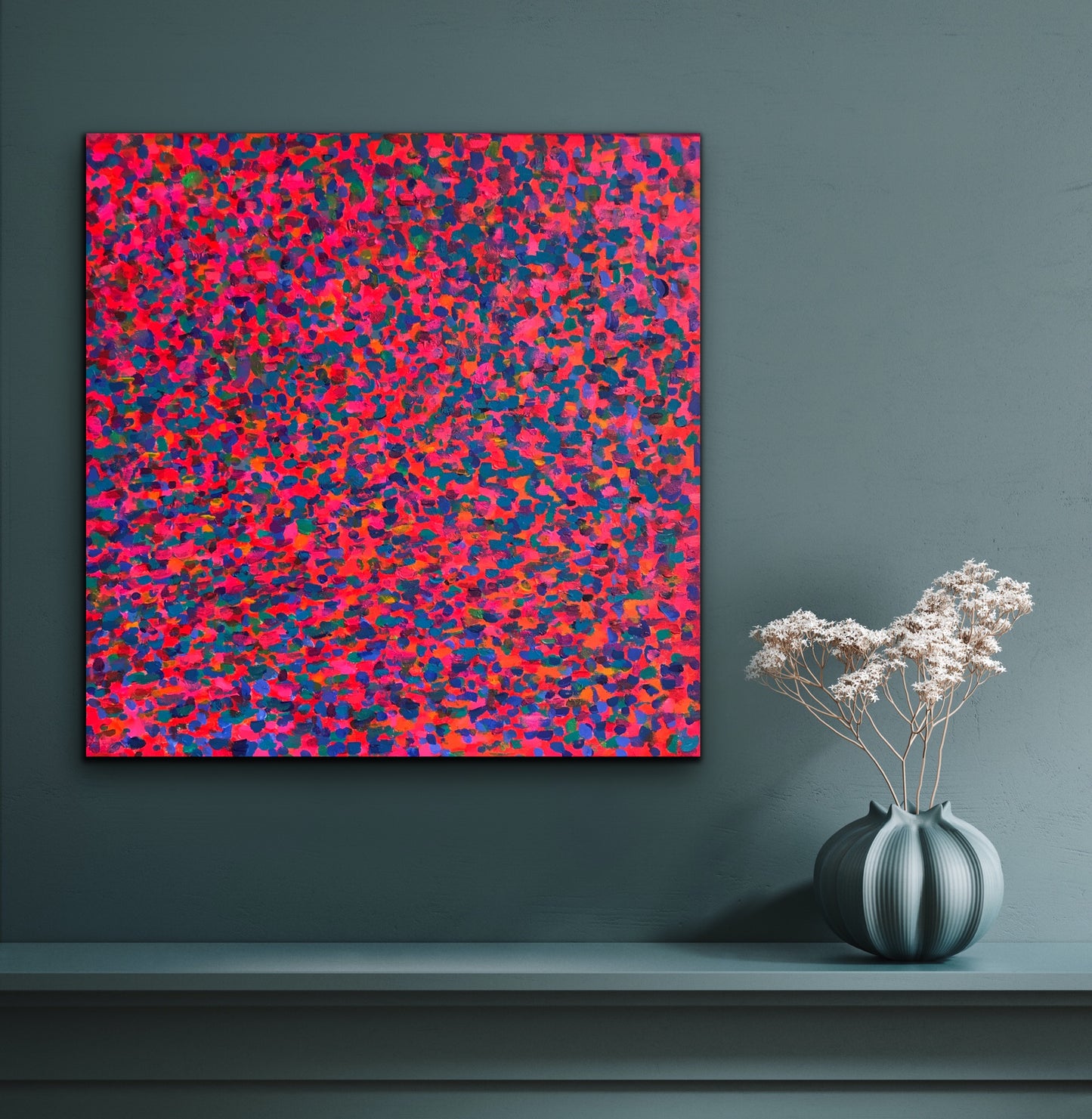 Różowy, z cyklu „Kolor to energia”, akryl na płótnie, 60 x 60 cm, 2021