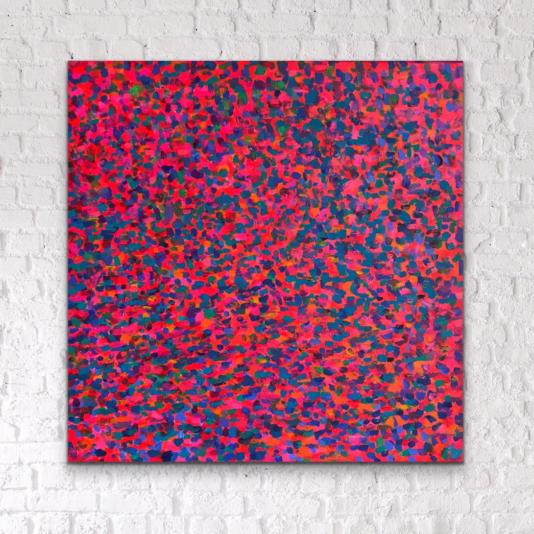 Różowy, z cyklu „Kolor to energia”, akryl na płótnie, 60 x 60 cm, 2021